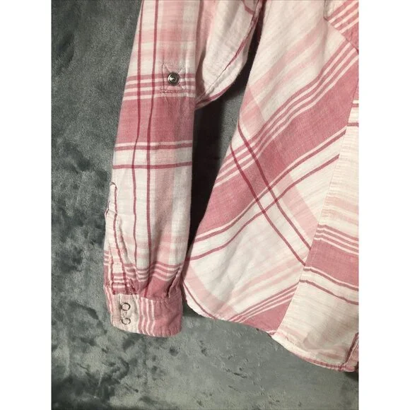 Style & Co Womens Shirt Button-Up Pink Plaid Size Medium - Picture 7 of 12